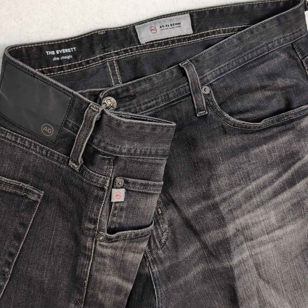 Ag-ED Adriano Goldschmied Jeans Mens 38x34 Blue Gray‎ The Everett Slim Straight